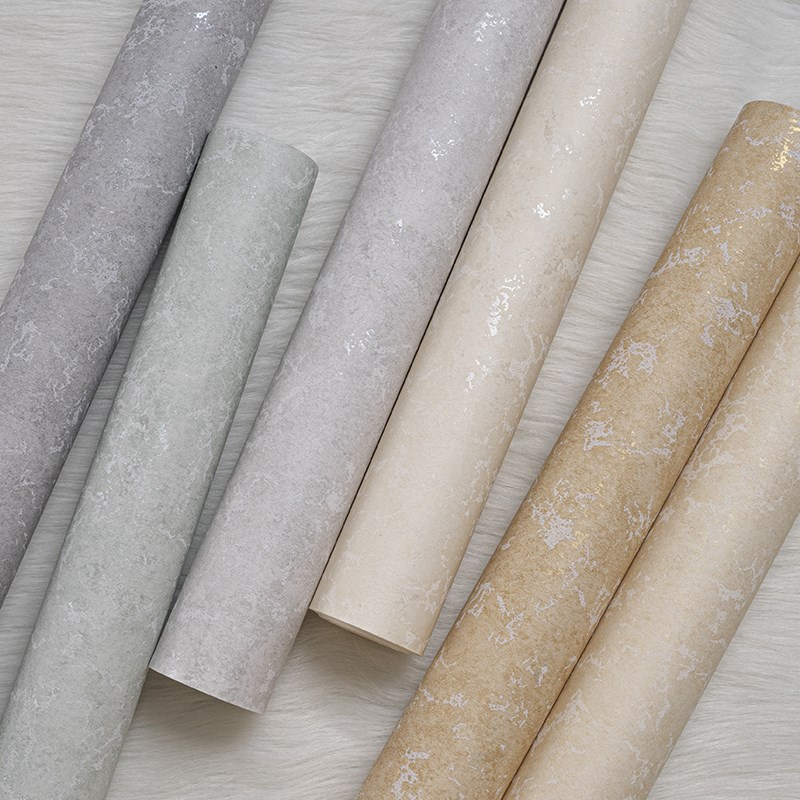 浅灰色3D斑驳铁锈浮雕素色墙纸客厅酒店茶室饭P店工业风冰裂纹壁