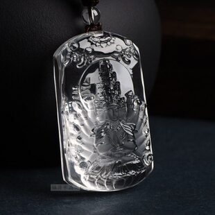天然白水晶千手观音吊坠原石精雕本命佛守护神珠宝饰品挂件可定制