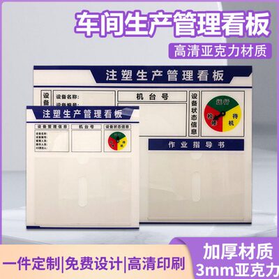 注塑工厂生产车间标识牌看板公示亚克力卡槽设备运行状态管理维护