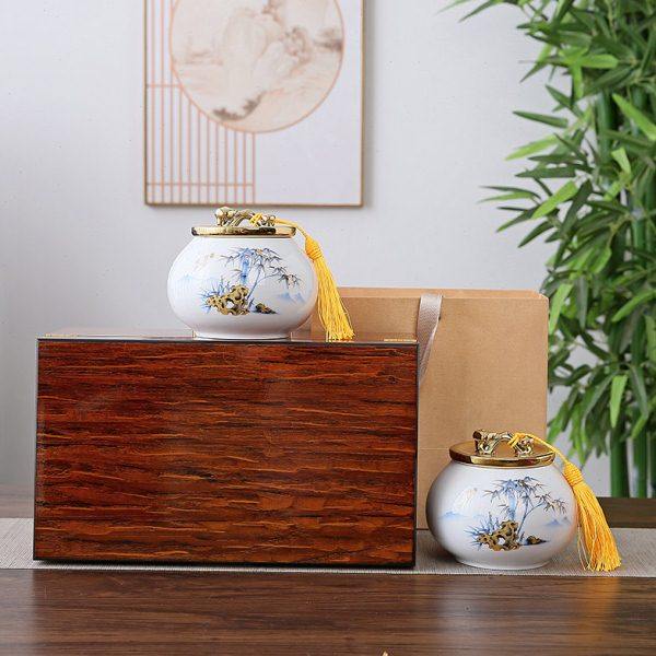 高档烤漆木盒礼品盒空盒陶瓷茶叶罐防潮密封绿茶红茶安吉白茶包装