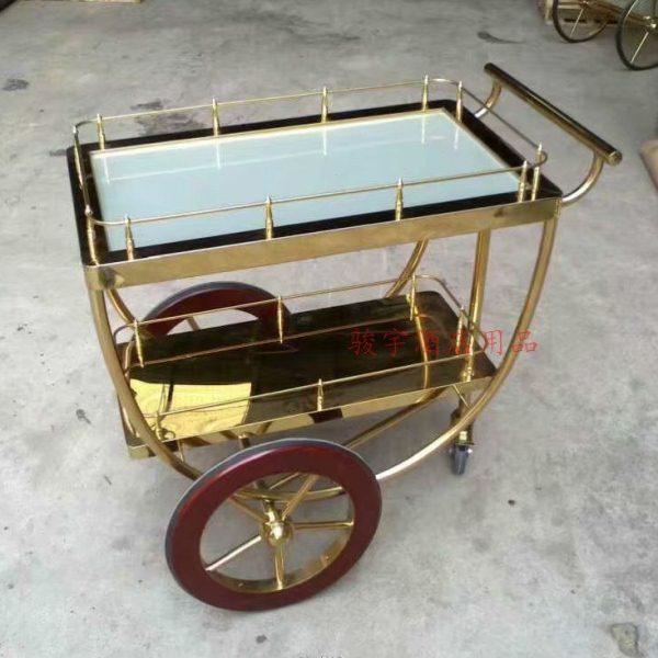 移动三层酒水车 实木质红酒推车 酒店酒吧服务车茶水车餐车点心车