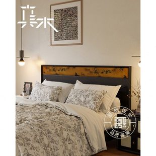 真木良造/ 齐廩 法式复古实木床新中式复古风中古黑色撞色软包床