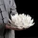 陶瓷莲花香插摆件手工帝王莲荷花香盘香托家居电视柜装 饰工艺礼品