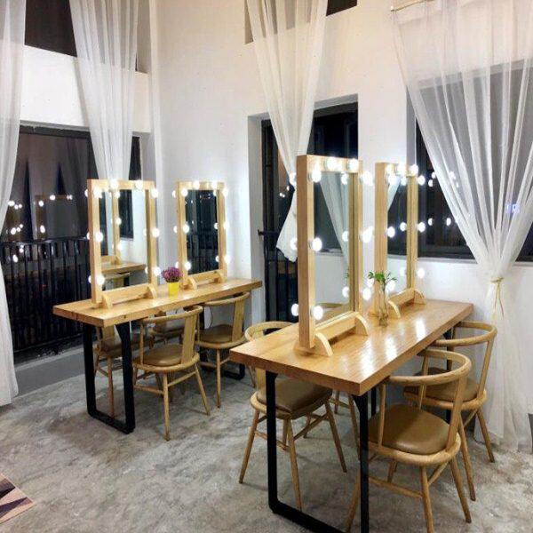 网红影楼化妆台带灯单双面镜彩妆婚纱店梳妆化妆师美容专用化妆桌