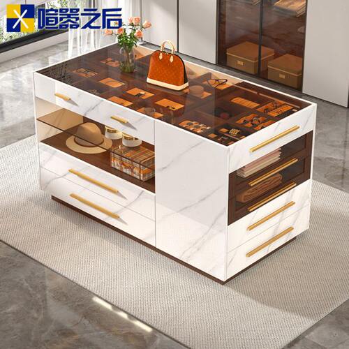 步入式衣帽间中岛台包包首饰储物柜落地展示柜斗柜收纳神器8K10