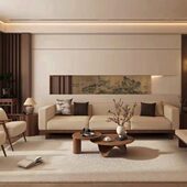 宋氏美学墙纸中古风腰线自粘墙贴横梁贴画卧室床头山水画房梁壁布