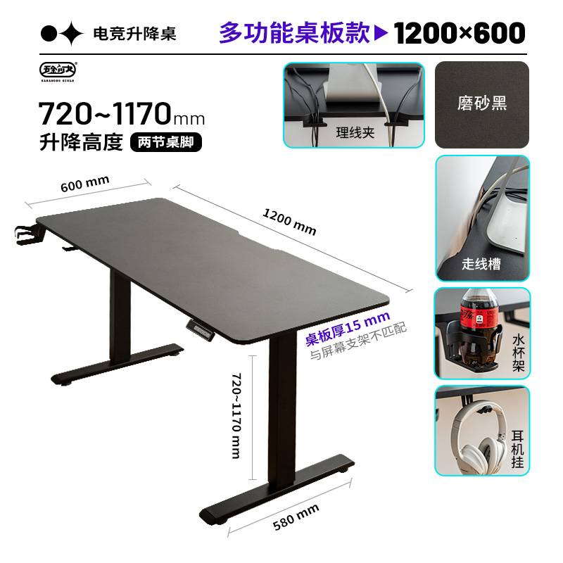 9C 电竞升降电脑桌台式家用电竞房双人电动书桌书架一体