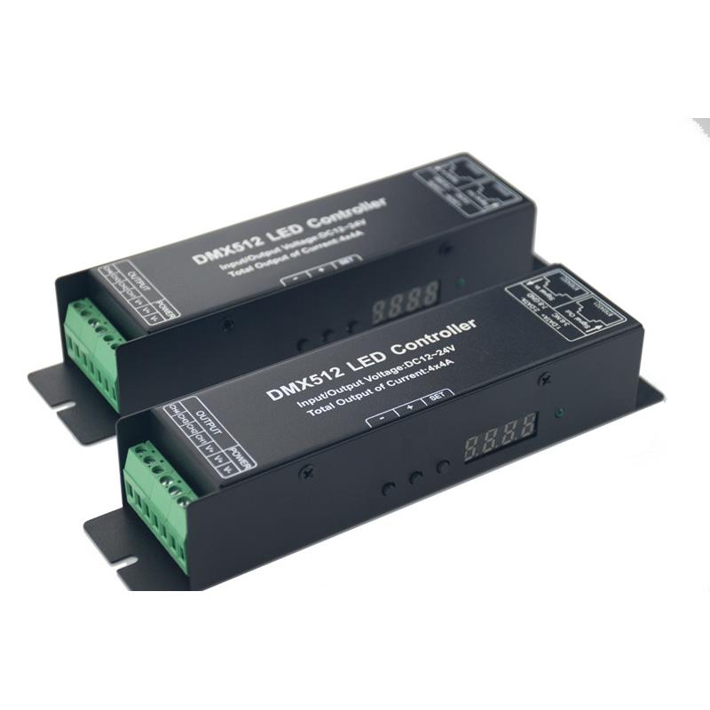 带显示屏新款DMX512解码器 4通道DMX512同步LED控制器
