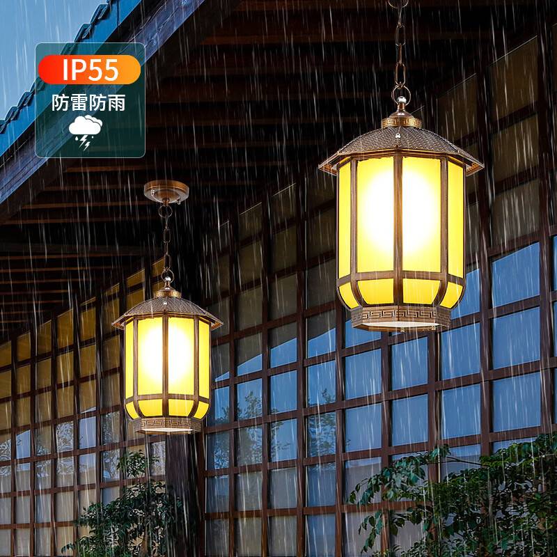 户外吊灯防水新中式廊架凉亭别墅走廊大门口阳台太阳能屋檐庭院灯