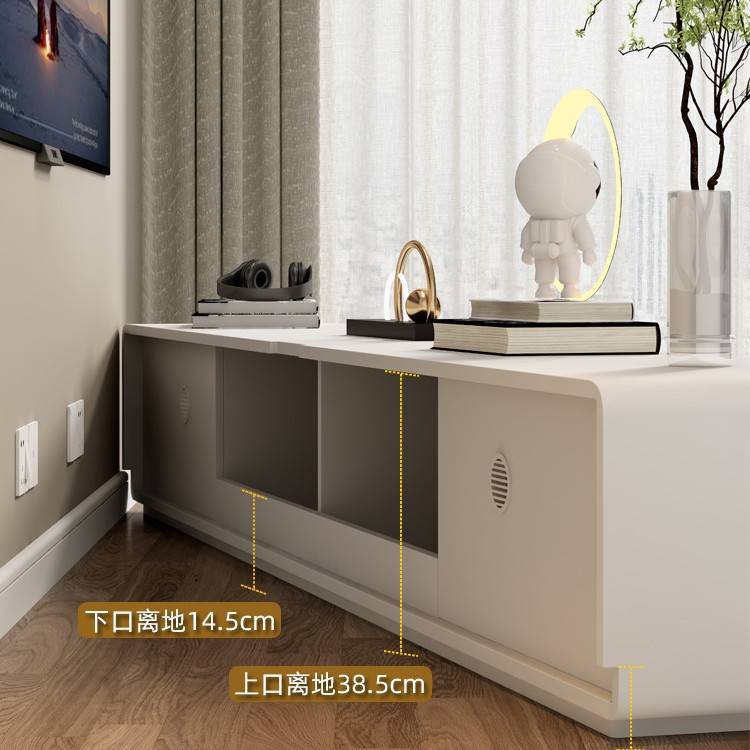现代简约茶几电视柜组合小户型实木极简客厅地柜白色落地电视万百