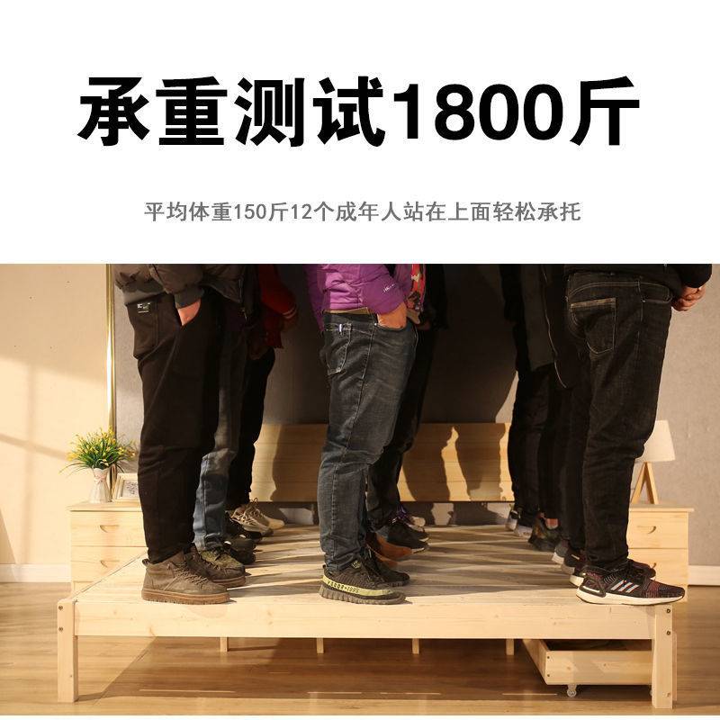 实木床1.5米松木双人床1.8米经济型现代简约出租房简易1单人床架