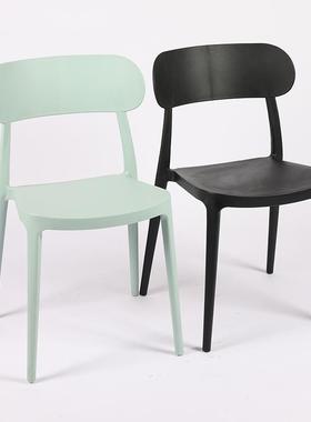 塑料餐19119椅一体成约型彩餐色可叠放现代简餐椅店厅带靠饭背椅