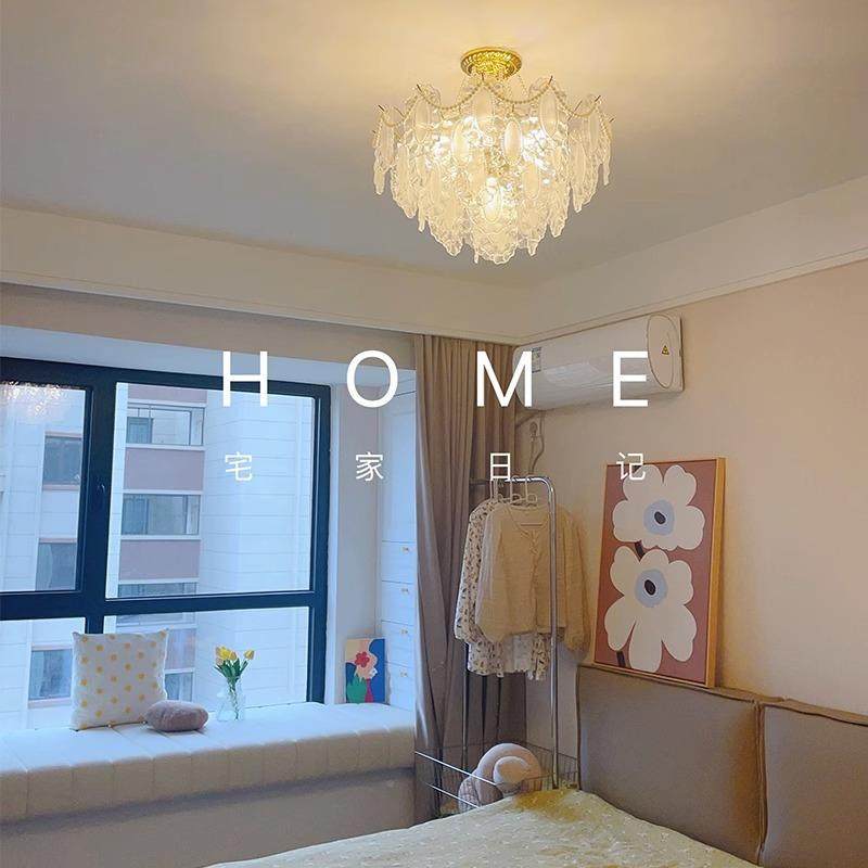 2205年新款轻法式水晶吊灯奶FLAS587油风饰玻璃中灯古灯具奢客厅,家装灯饰光源,智能吊灯,淘宝优惠券,粉丝福利购,淘宝优惠卷