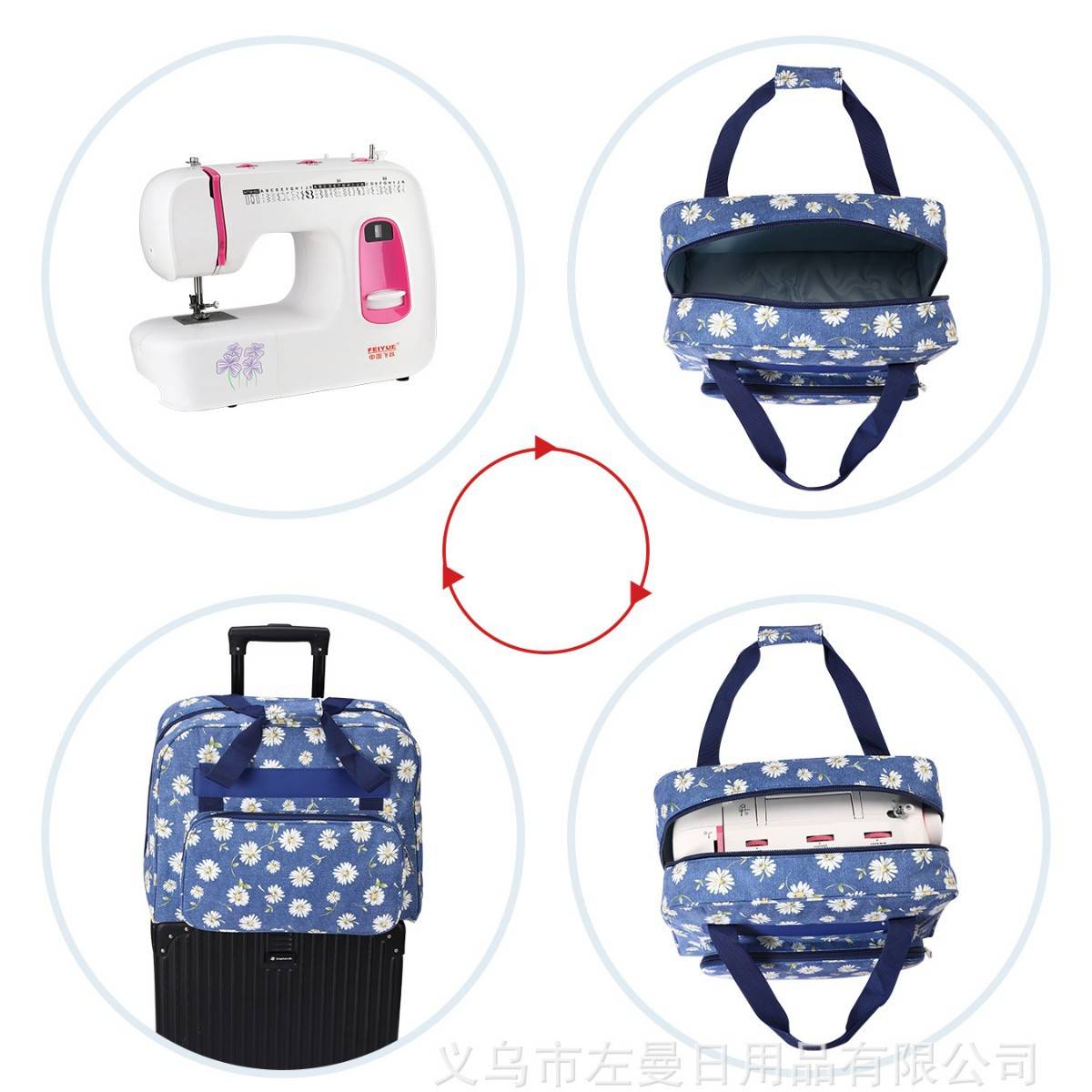 跨境新款便携式缝纫机收纳包外出旅行拉杆箱插袋包可悬挂式手提袋