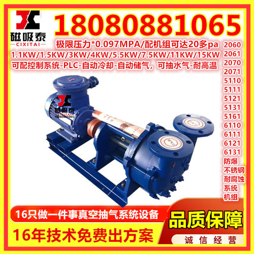 2BV2061水环式真空泵及压缩机组铸铁卧式工业用真空泵真空系统X20
