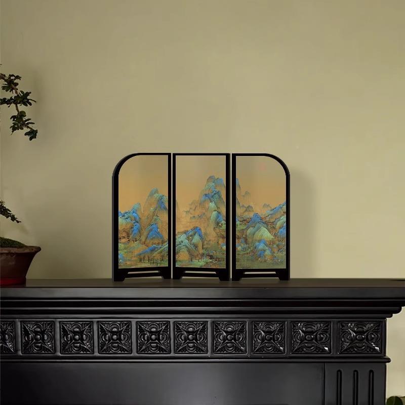 宫廷乐师图风》新中式桌《小面屏风SN0596-2摆件玄关小摆画中古卧