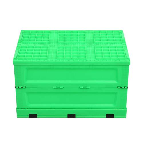 绿色塑料折叠叠箱叠蔬菜水果折叠箱P新P料折箱大型折式塑RST料周