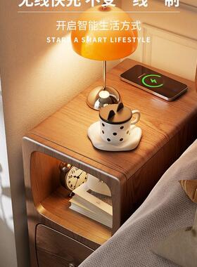 实木头柜迷你小床型极窄带灯床边柜2超窄CTG0205分30cm窄边夹缝置