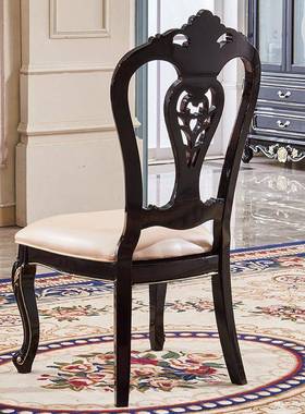 树家具欧式28273实木餐椅子黑色高档椅暖豪华椅皮子