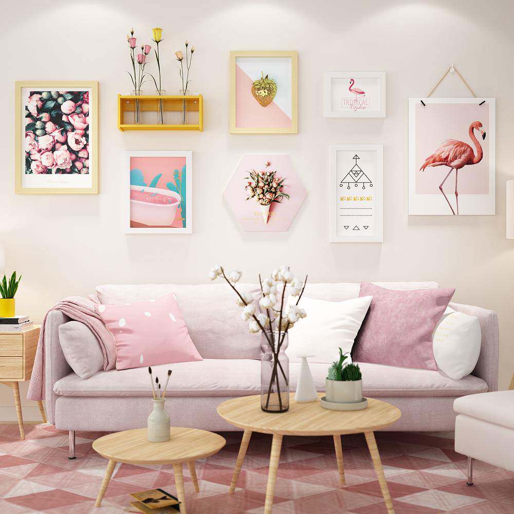 实木_7972_粉公7972实木照主片墙现代装画简约组合相框色可换相饰