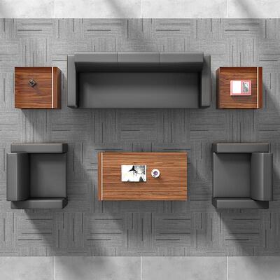 苏接州办公发茶几组合商务待会客简沙约现代三公人位VJQ木质办室