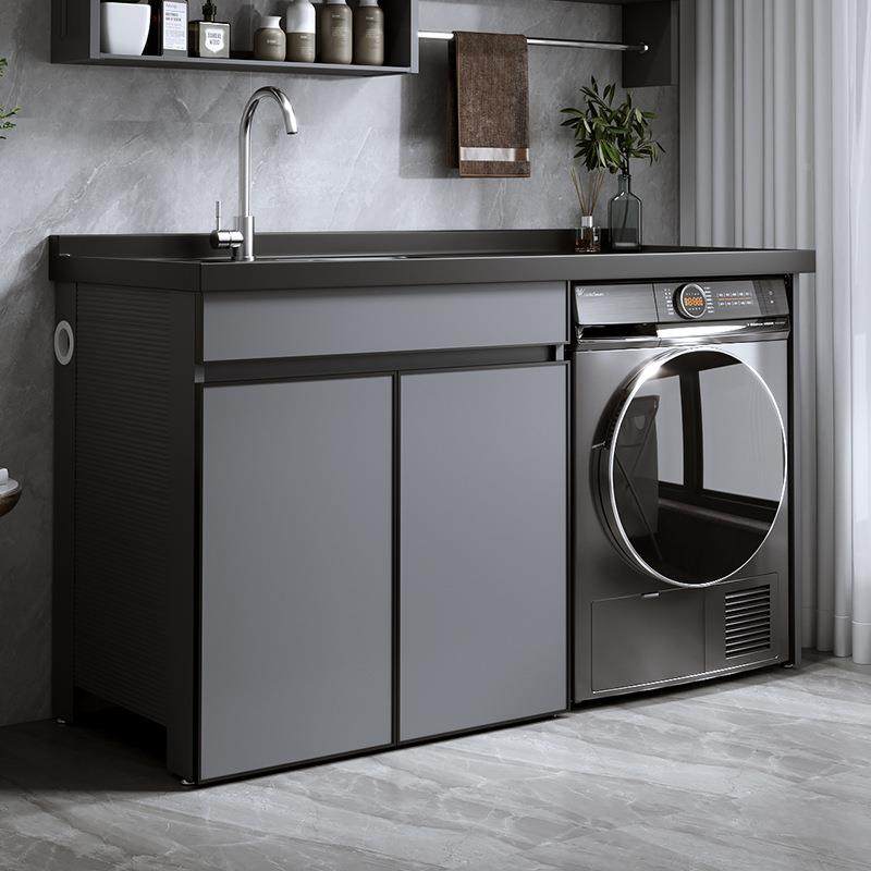 现代阳简约空铝洗衣柜吊柜多CED规格风格耐磨防潮台洗衣盆收纳太