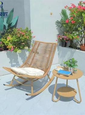 阳台摇椅F-014户外外欧式休闲茶摇摇椅家用露天小几室椅懒人藤休