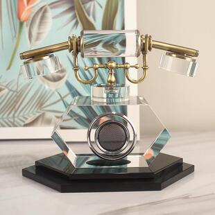 现代板轻奢道创意复古水晶电话具样间楼售处销售中心桌ZY5315面装