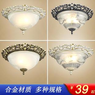 欧式 ED吸顶灯卧室L书房阳台过道玄关走492廊灯简欧铁艺形圆玻灯璃