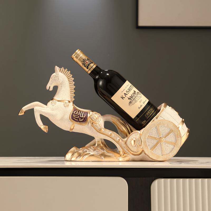 新中式马酒架摆件创意客厅装饰酒柜玄关工艺品红酒托马到成功