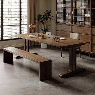 蜡木新台书桌带白抽屉家用实木办公桌中式 wyy20250书房工作客厅大