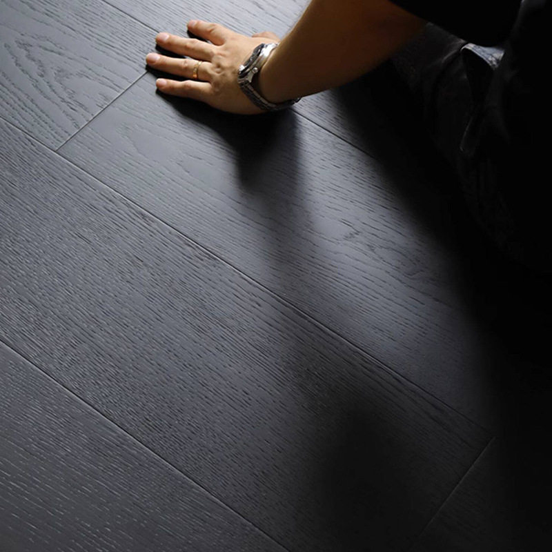 纯黑色三层实木地板黑色设计风格氛围感木地板三层实木地板15mm