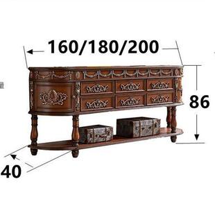 欧式台玄桌关柜木美实式餐边柜长端景边台MLV沙发背靠墙装饰走廊