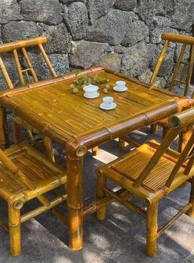 竹桌竹阳台RTQ户外庭院竹椅桌椅组合室外茶台台民宿休闲围炉煮茶