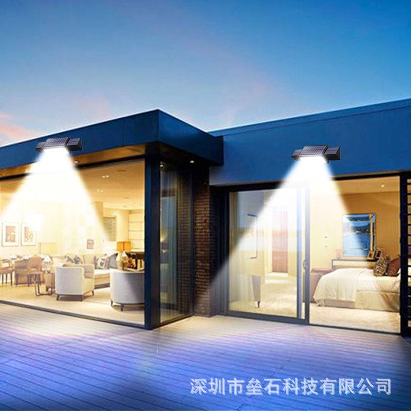 热销太阳能户外壁灯人体感应庭院灯71灯防水壁灯超亮照明围墙路灯