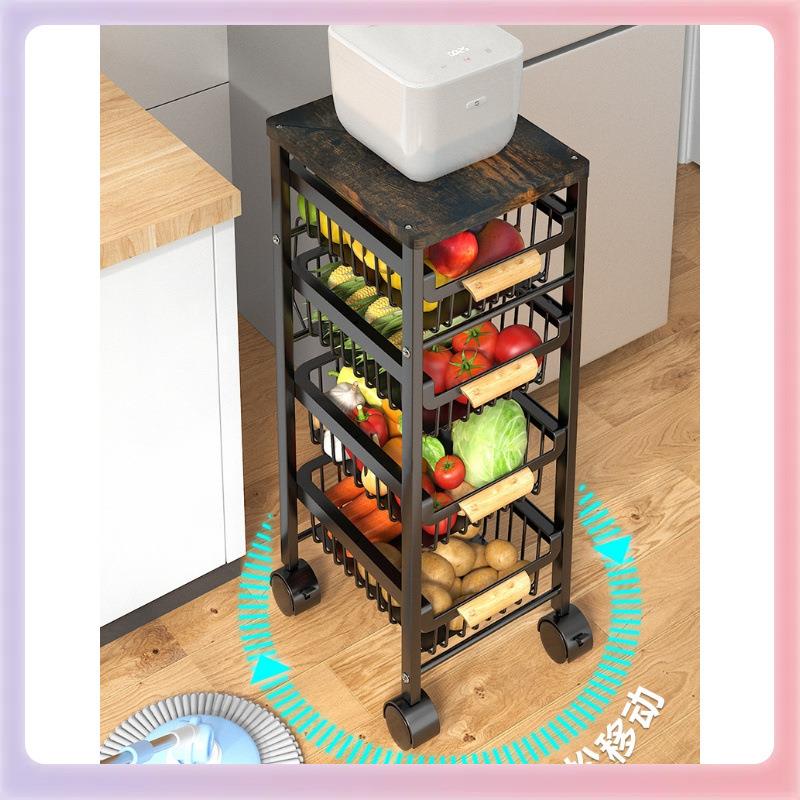 3YK落抽厨房多蔬菜置物架夹缝地层缝隙菜篮子冰箱侧拉收F767TMT6