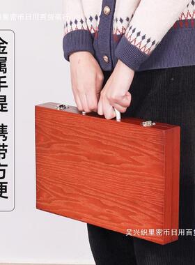 画颜调色ATO盒料盒手提油画箱便多功能轻油户外收纳盒调色箱木质