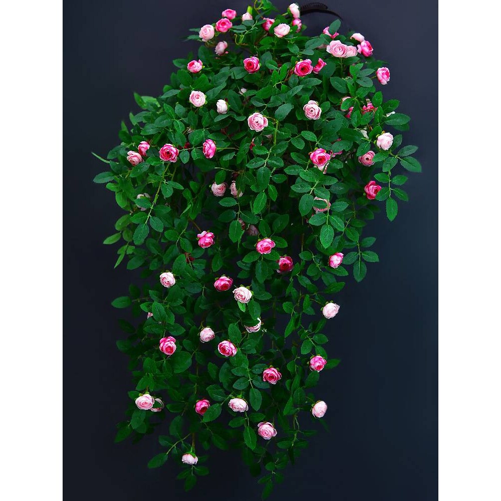 仿真玫瑰花藤吊兰绿植塑料假花藤条装饰室内摆设垂吊花墙壁挂植物