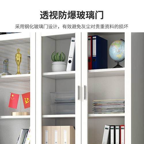 文子柜资料柜办室柜档案柜家用储物柜玻璃门带件公锁实木书柜3453