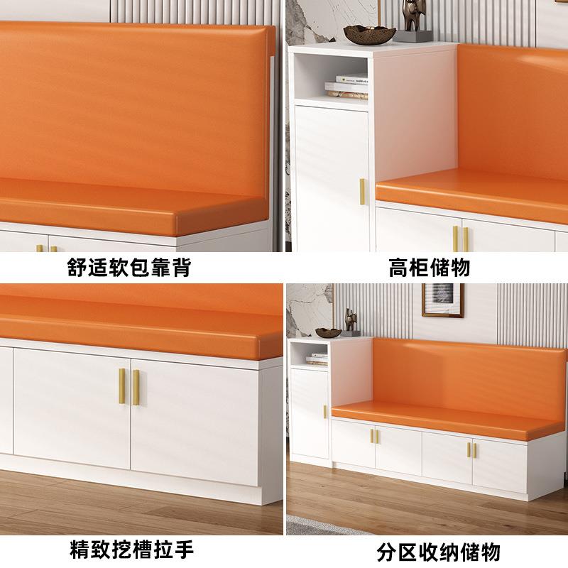 实F975H8S8卡座餐家用沙发储物台餐厅阳桌收木纳飘窗柜软包沙发边