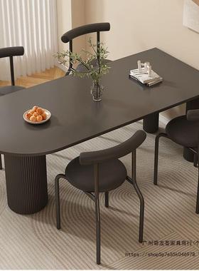 法式奶油餐桌椅组合餐AIP约桌小户家型用一岛台体现代简宅寂风餐桌椅
