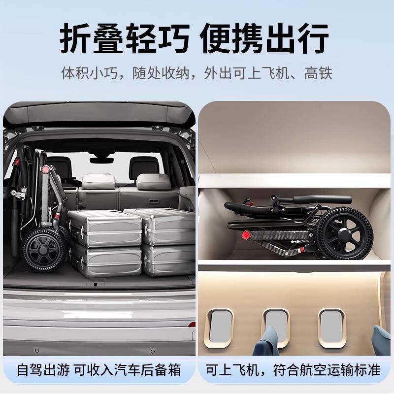 人推手车可坐B老人车折叠代步助力购物小车老推年四轮老防摔可推