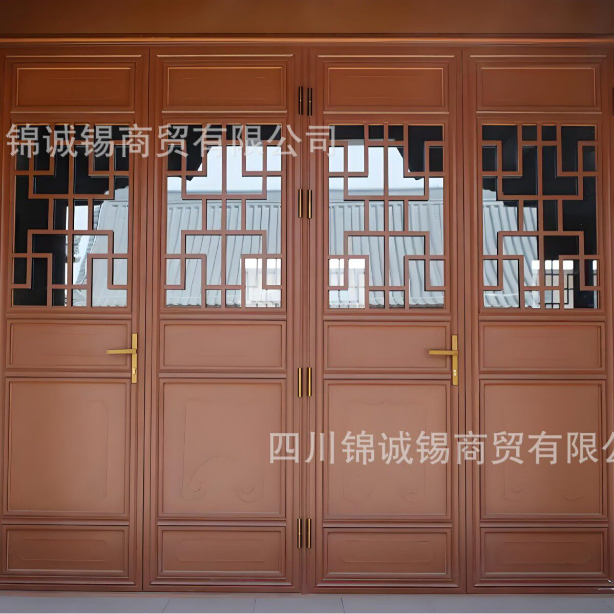 新中式实木木雕做旧花格门中式屏风实木隔断仿古门窗对开门老门花