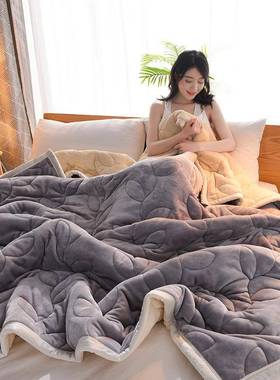 跨厚境珊瑚绒毯双层加棉盖法兰绒毛毯秋XN608090冬夹毯保暖毯子单