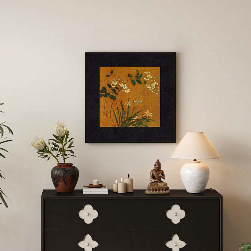 法式复古客厅装饰画中古风小众艺术沙发背景组合挂画宋代美学壁画