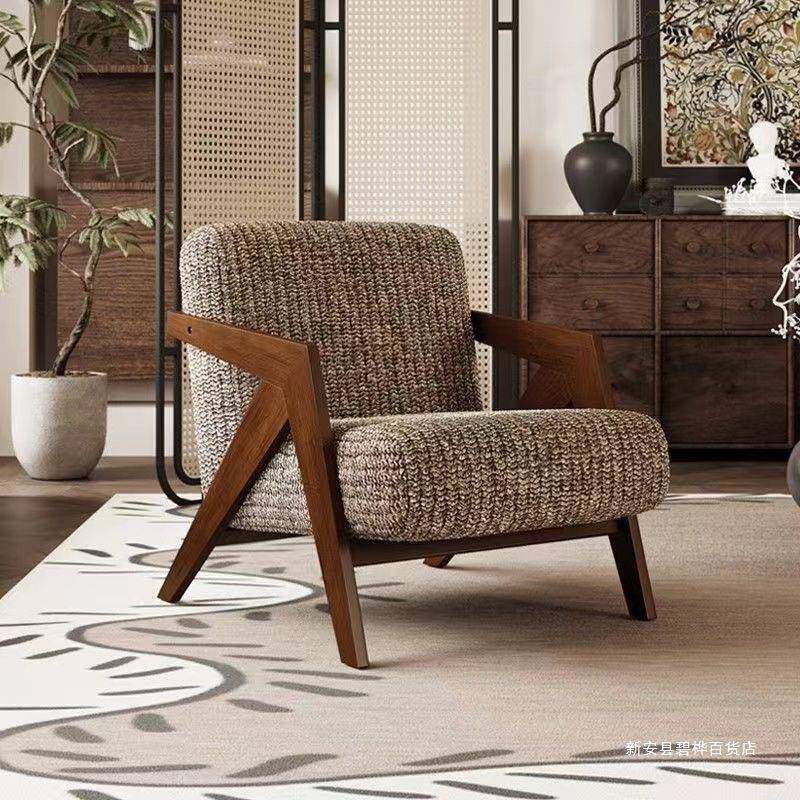 理查德单古人沙发椅中客纹厅条椅106子休闲椅子实木懒沙发椅靠人