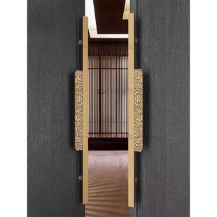 新中式 艺术玻酒室璃大门把手仿古吉祥如意铜实木议门会包厢店大门