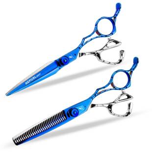 6.0寸亮蓝色缺口柄奈普森美发剪理发剪牙剪打薄