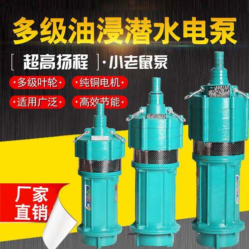 QD多级潜水泵家用220v高扬程油浸式小老鼠深井泵农用灌溉水泵380v