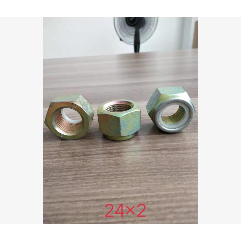 GB889.2细牙尼龙螺母M24*2黄锌8级细牙尼龙锁紧螺母